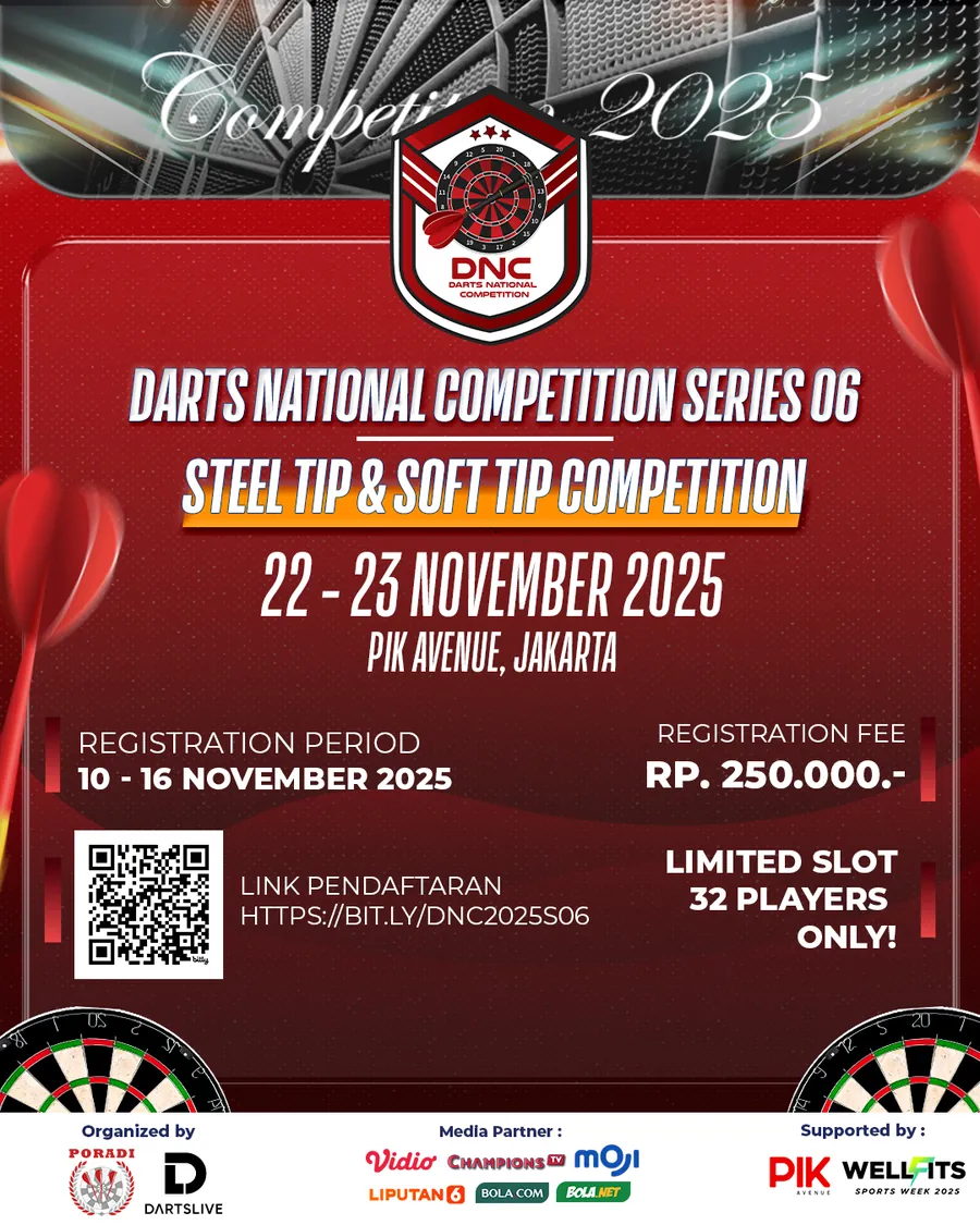 Poster Darts National Competition Series 06, 22-23 November 2025 di PIK Avenue, Jakarta